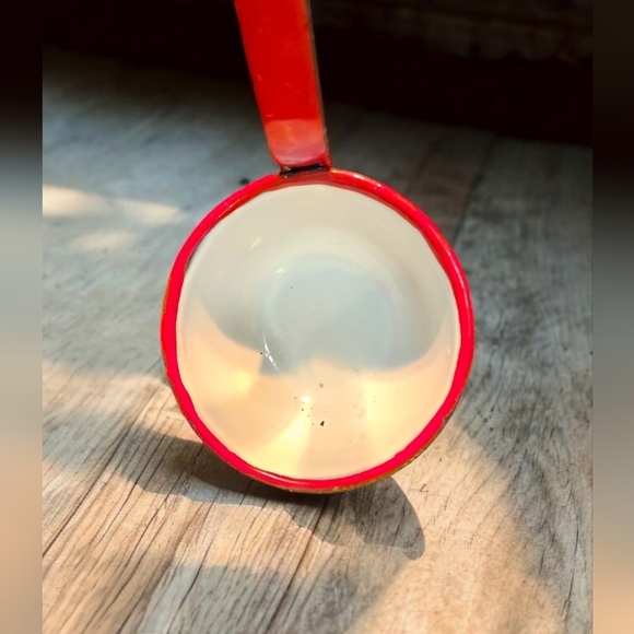 Vintage Red & White Enamelware Ladle Dipper With Hook Handle (B) - Picture 3 of 3